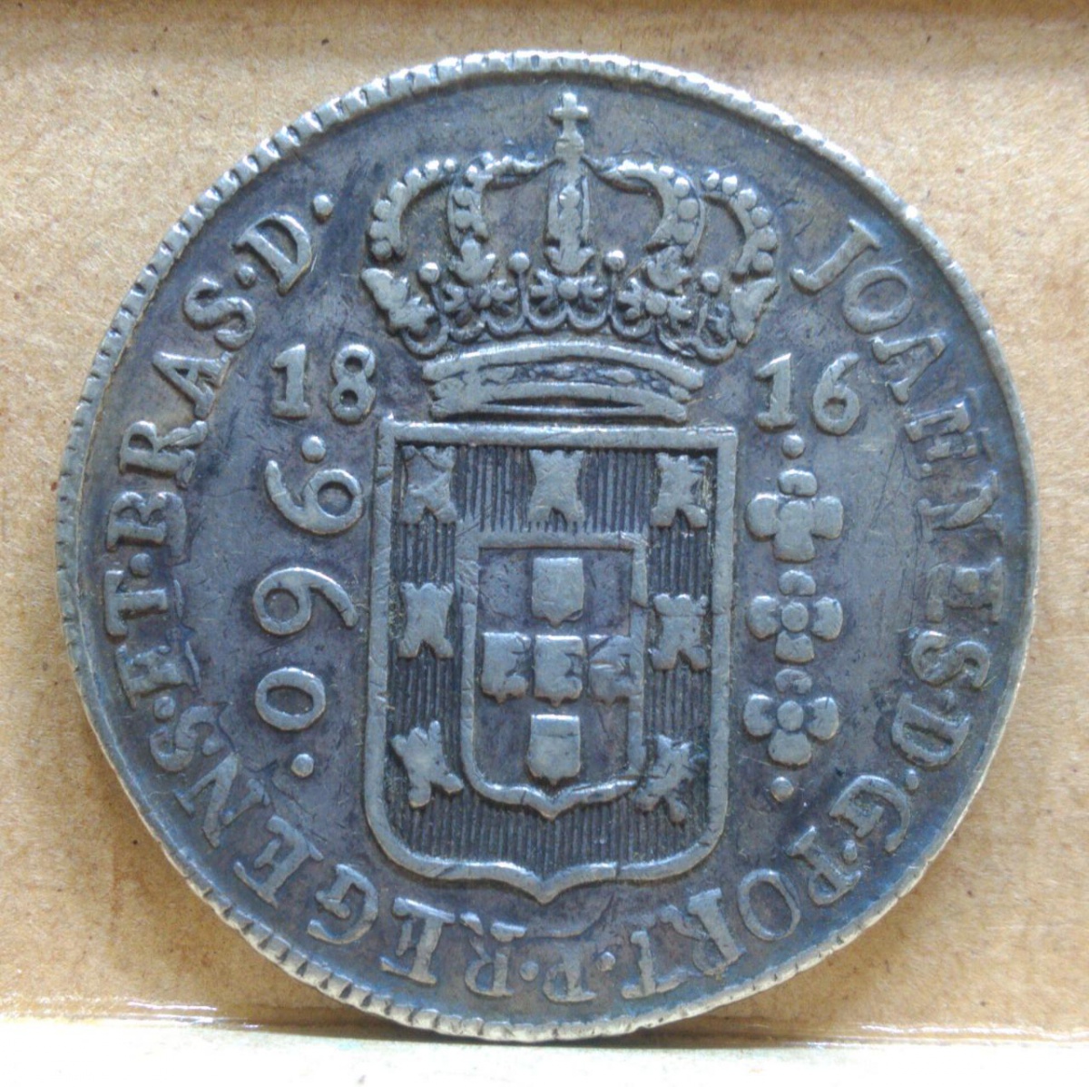 MOEDA BRASIL PRATA 1816 B 960 REIS PATACÃO COLONIA