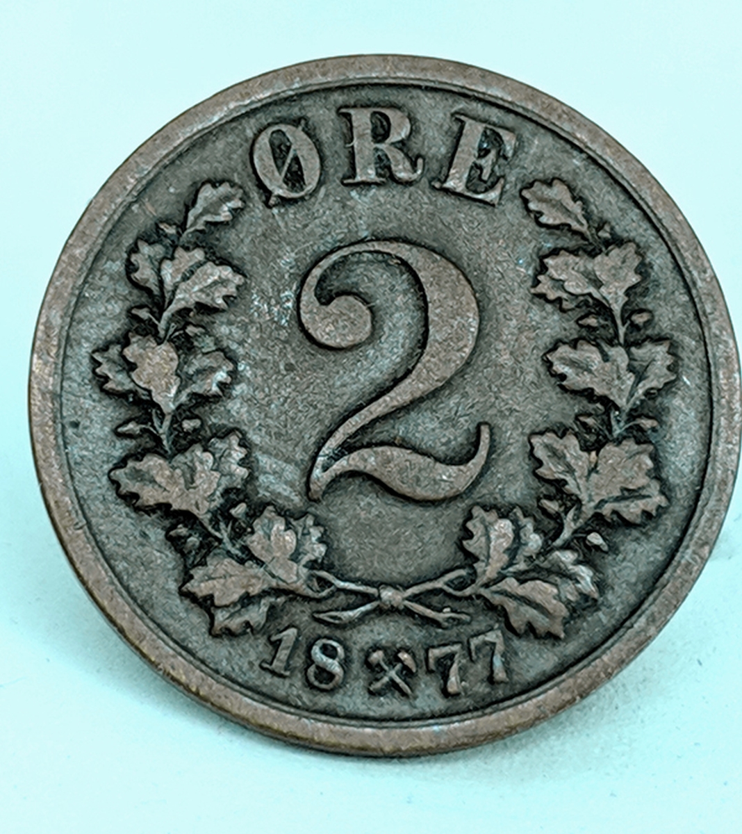 Noruega 2 Ore 1877 Bronze 21mm