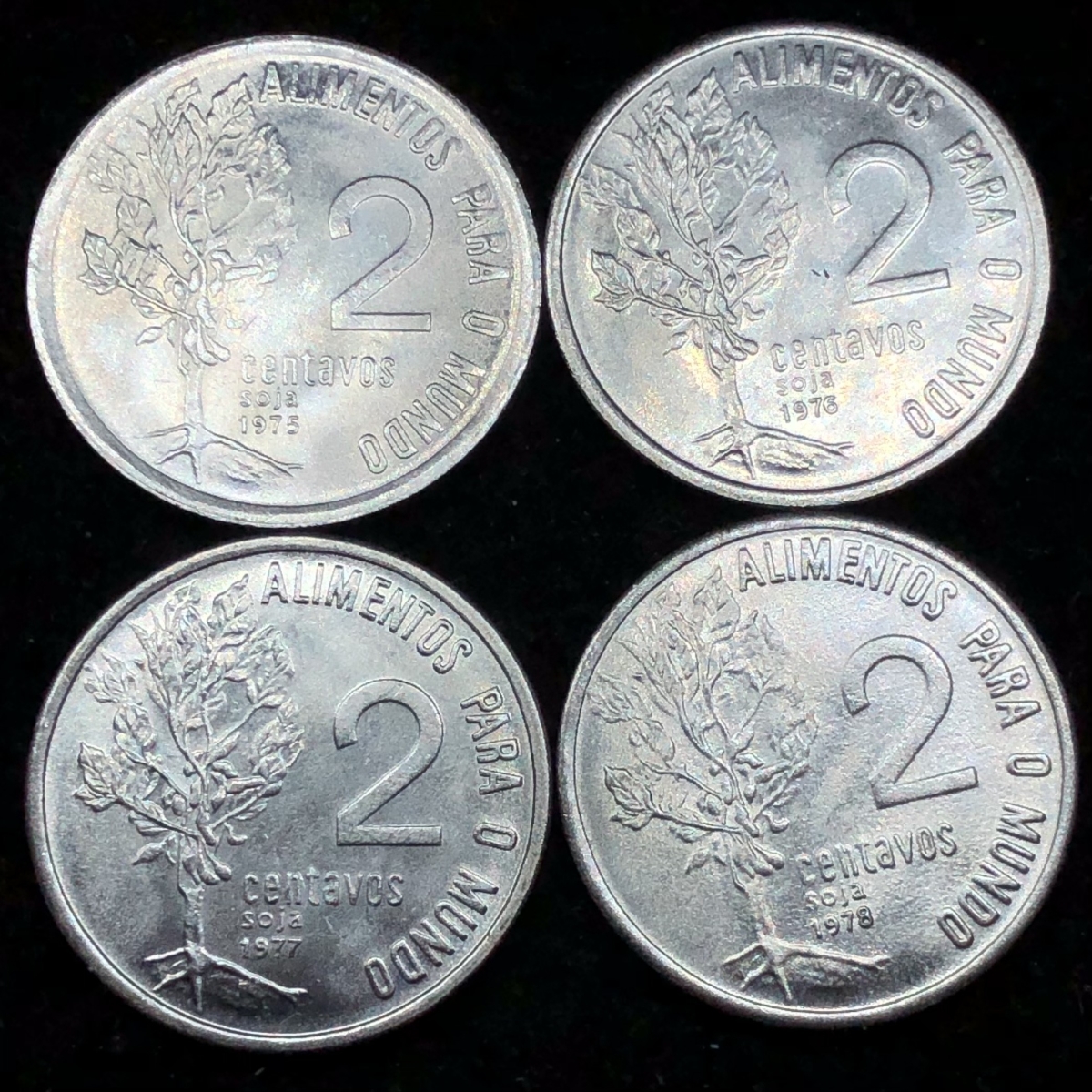 4 Moedas Do Brasil 2 Centavos 1975 A 1978 FAO