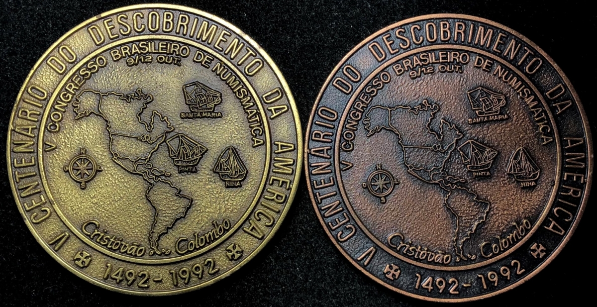 2 medalhas do Brasil 1992 V Centenário do descobrim