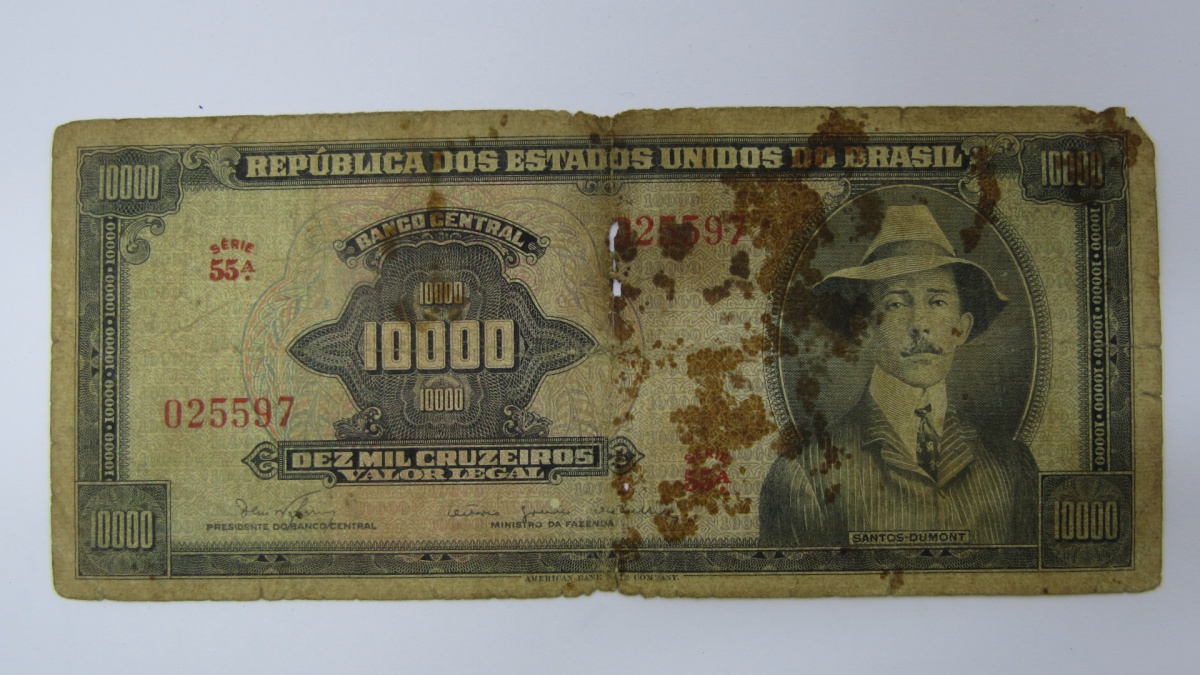 Cédula 10000 Cruzeiros Santos Dumont C 060 ano1966