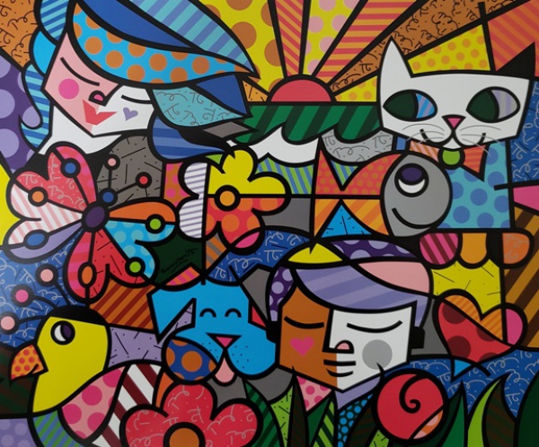 ROMERO BRITTO Garden Gravura Obra Medida 25 X 30 Cm