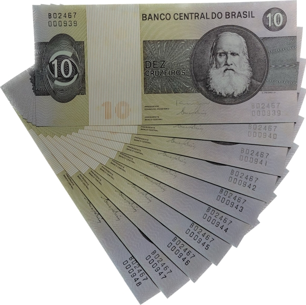 10 cédulas do Brasil 50 cruzeiros reais 1993 C234