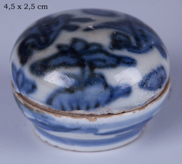 Caixa Esf Rica Em Porcelana Chinesa Esmaltagem Azul P