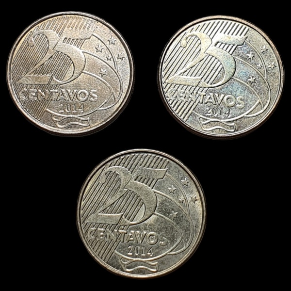 BRASIL 3 PEÇAS 5 CENTAVOS 2014 Aço revestim