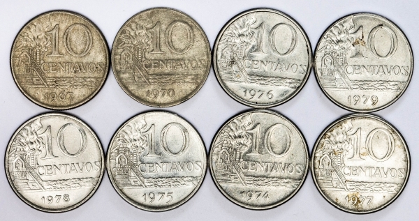 Numismática Brasil Série completa oito moedas de