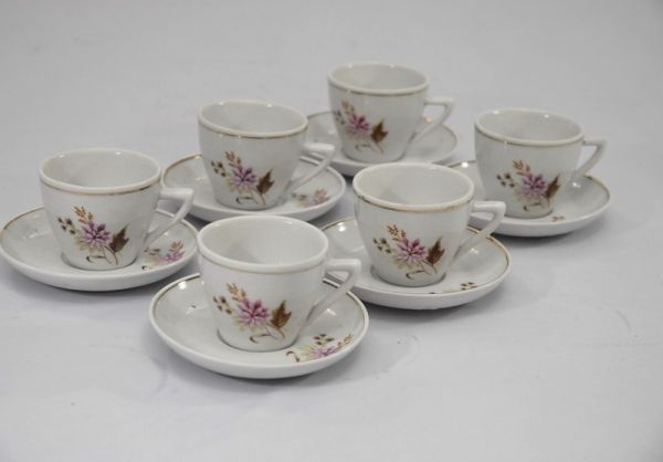 6 seis xícaras para Café em Porcelana Pozzani Ram