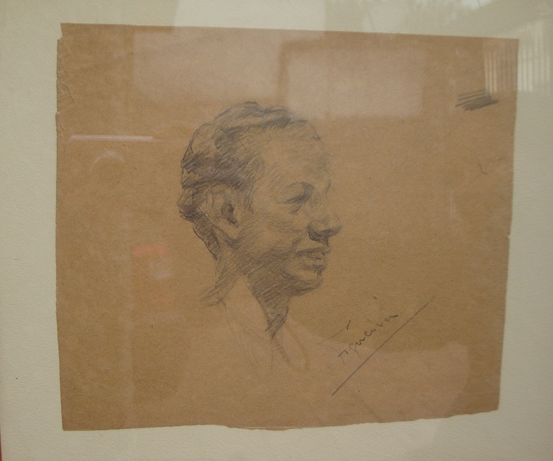 Figueira Busto Desenho A Lapis Com Moldura 16x1