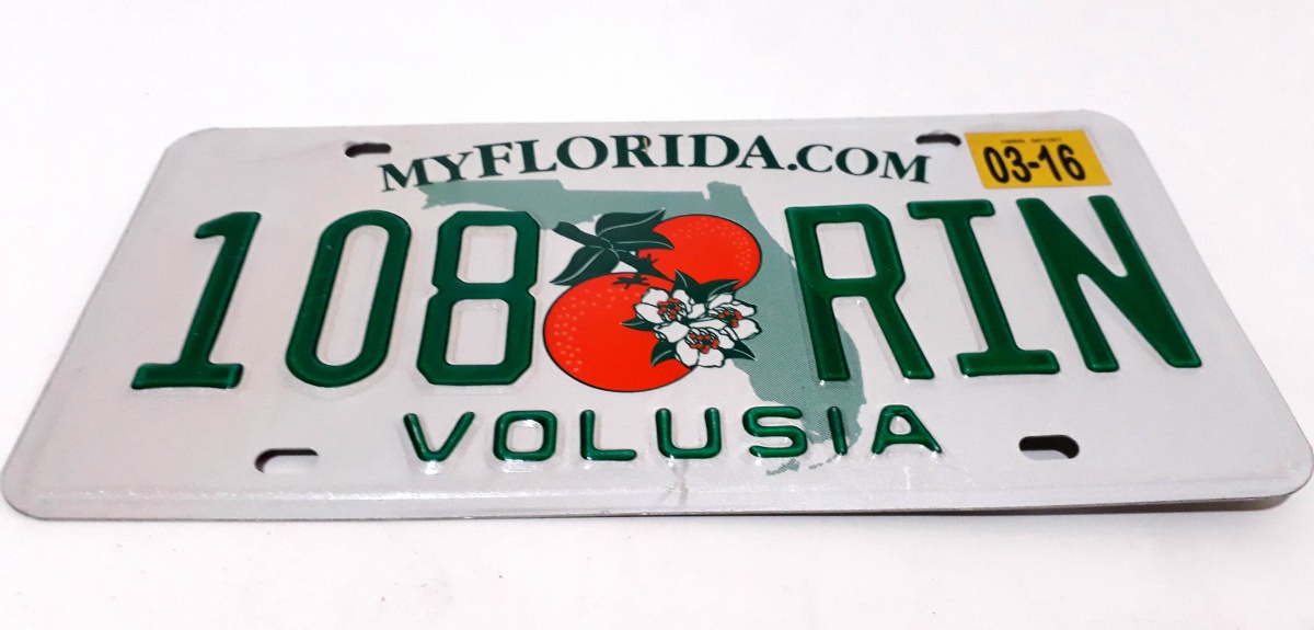 Placa americana , FLORIDA, 108 RIN, Condado de Volusia,