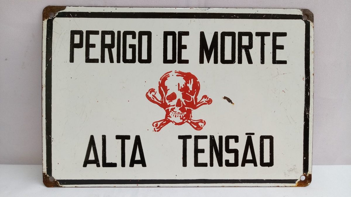 Placa Original Esmaltada Perigo De Morte Alta Tens O