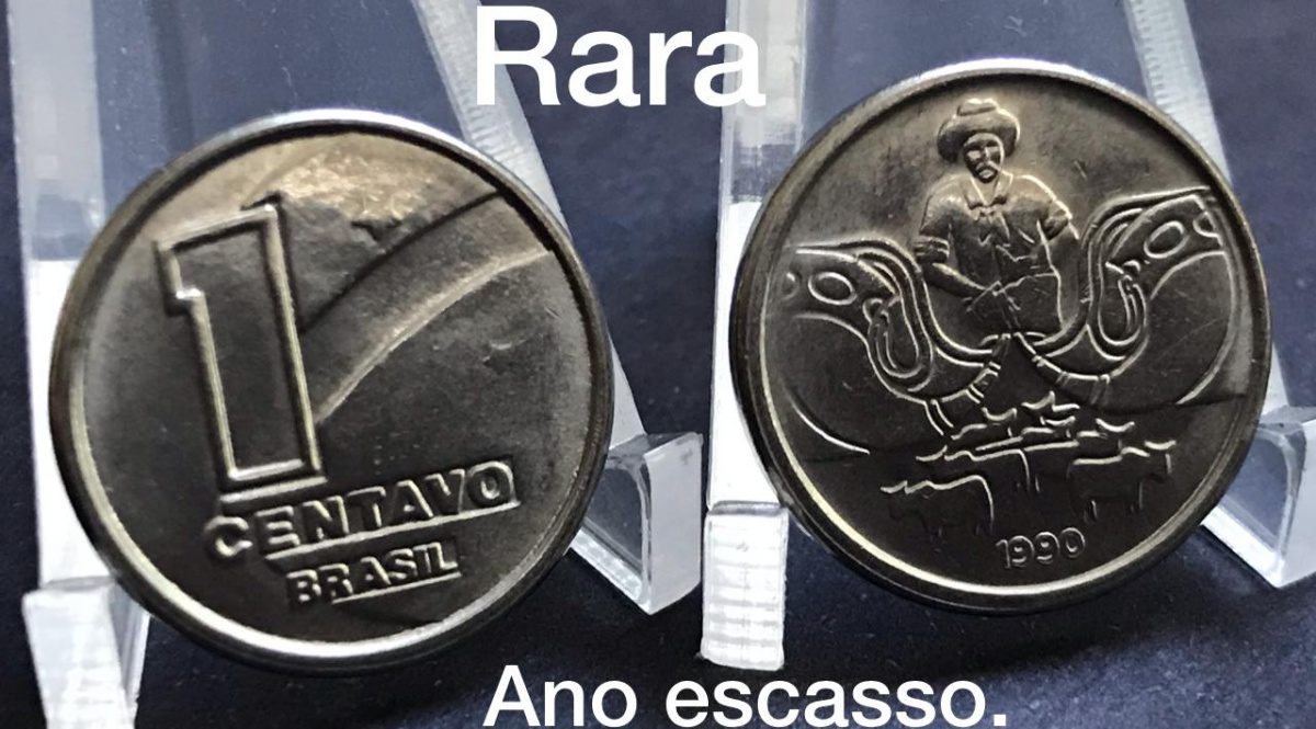 RARA MOEDA 1 CENTAVO 1990 FLOR DE CUNHO - TIRAGEM BAIXA