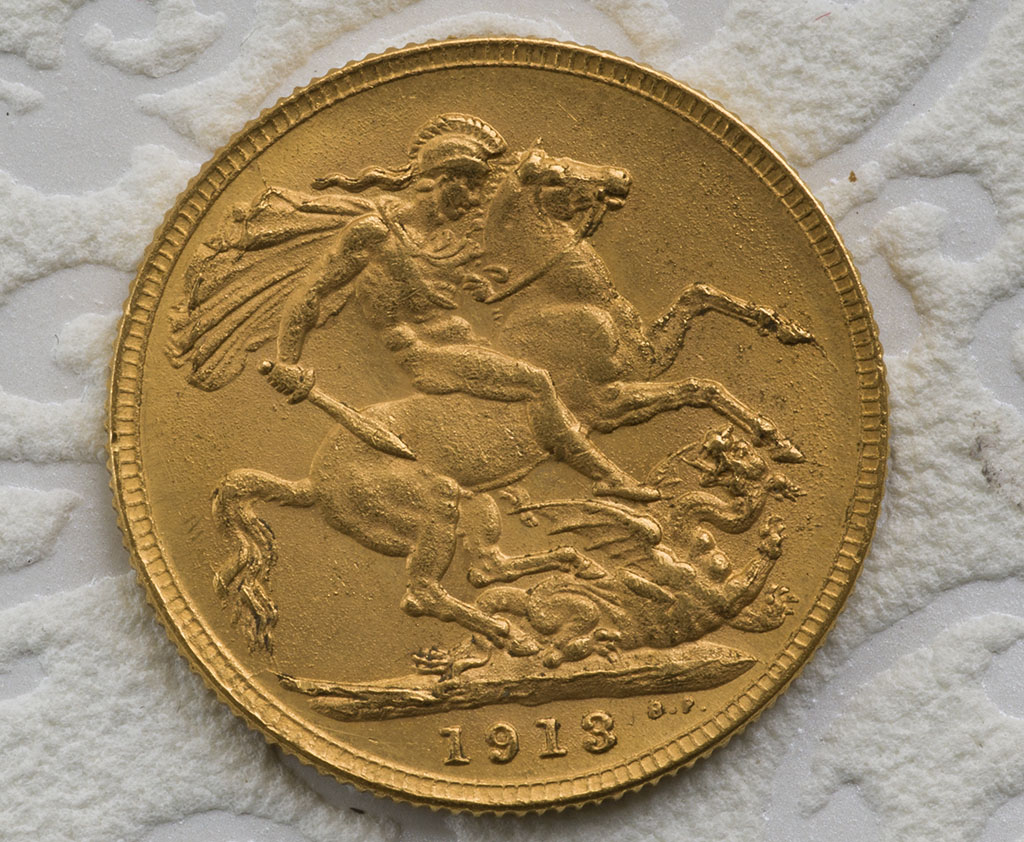 MOEDA LIBRA EM OURO DE 1913 PESO 8 GRAMAS