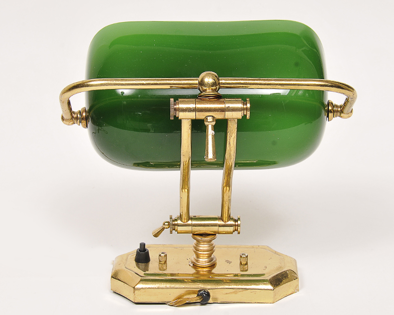 Luminária inglesa art deco dita "Banker" com es