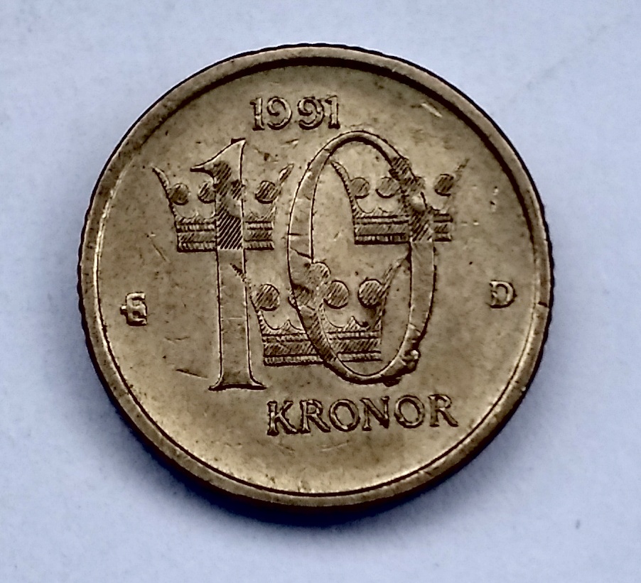 SUÉCIA 1991. 10 KRONOR. CARL XVI GUSTAF.