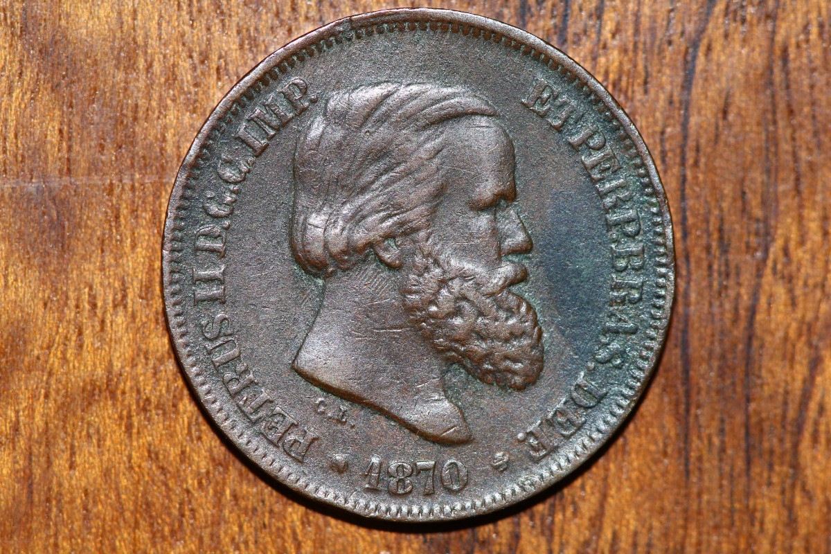 Moeda Brasil 10 Réis 1870 BRONZE IMPÉRIO ESCA