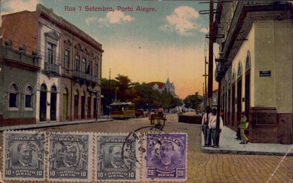 Cartão Postal Porto Alegre, Rua 7 de Setembro. Bonde, E Cartão Postal Porto Alegre, Rua 7 de Setembro. Bonde, E