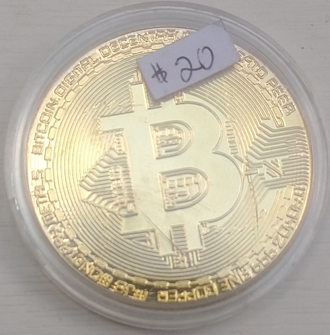 USA - Moeda Fisica de BITCOIN DOURADA - Dimensões 4 cm