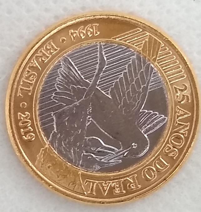 1 Moeda de 1 Real de 2019(Beija-Flor) Reverso Invertido