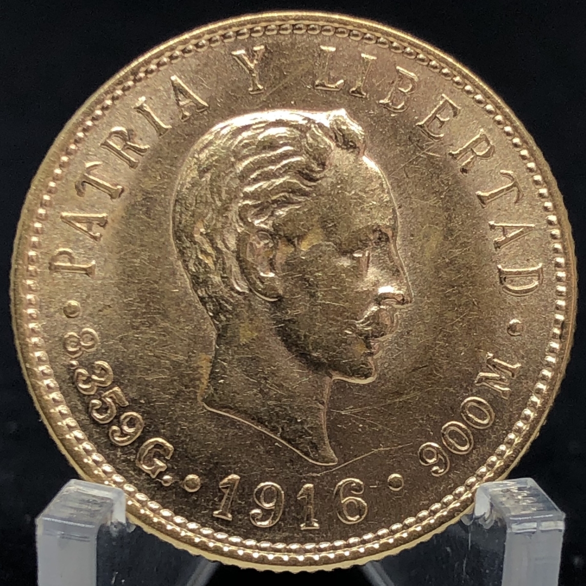 Moeda de Cuba 5 pesos 1916 OURO (.900) 8.359 g Moeda de Cuba 5 pesos 1916 OURO (.900) 8.359 g