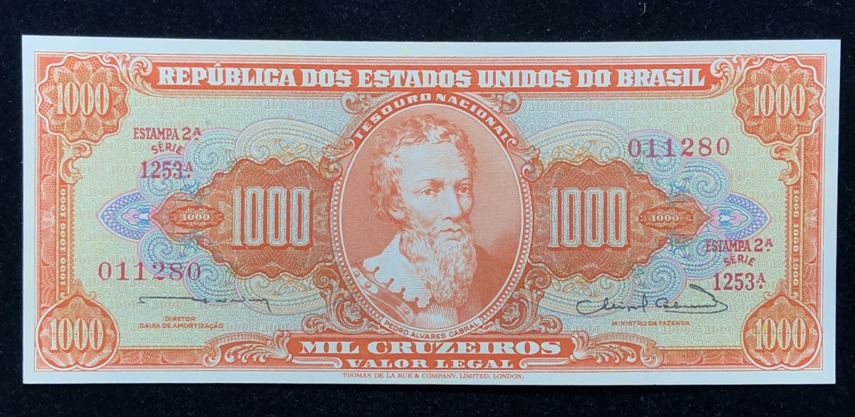 Cédula do Brasil 1000 cruzeiros 1963 C106 FE