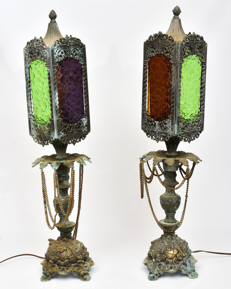 Par de antigas e raras luminárias em bronze do Séc. XIX