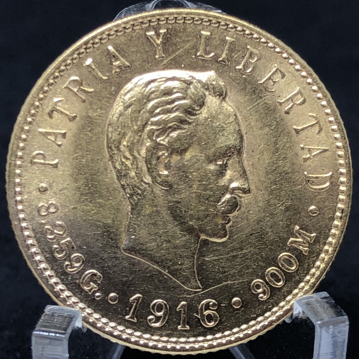 Moeda de Cuba 5 pesos 1916 OURO (.900) 8.359 g Moeda de Cuba 5 pesos 1916 OURO (.900) 8.359 g
