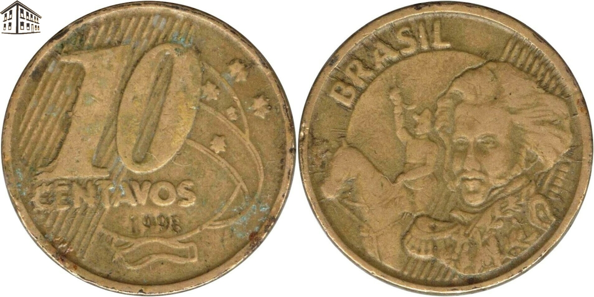 Moeda do Real 10 Centavos 1998 Anômala Anverso du
