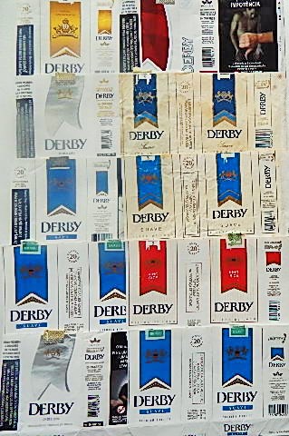 embalagens de cigarros DERBY com diferenças