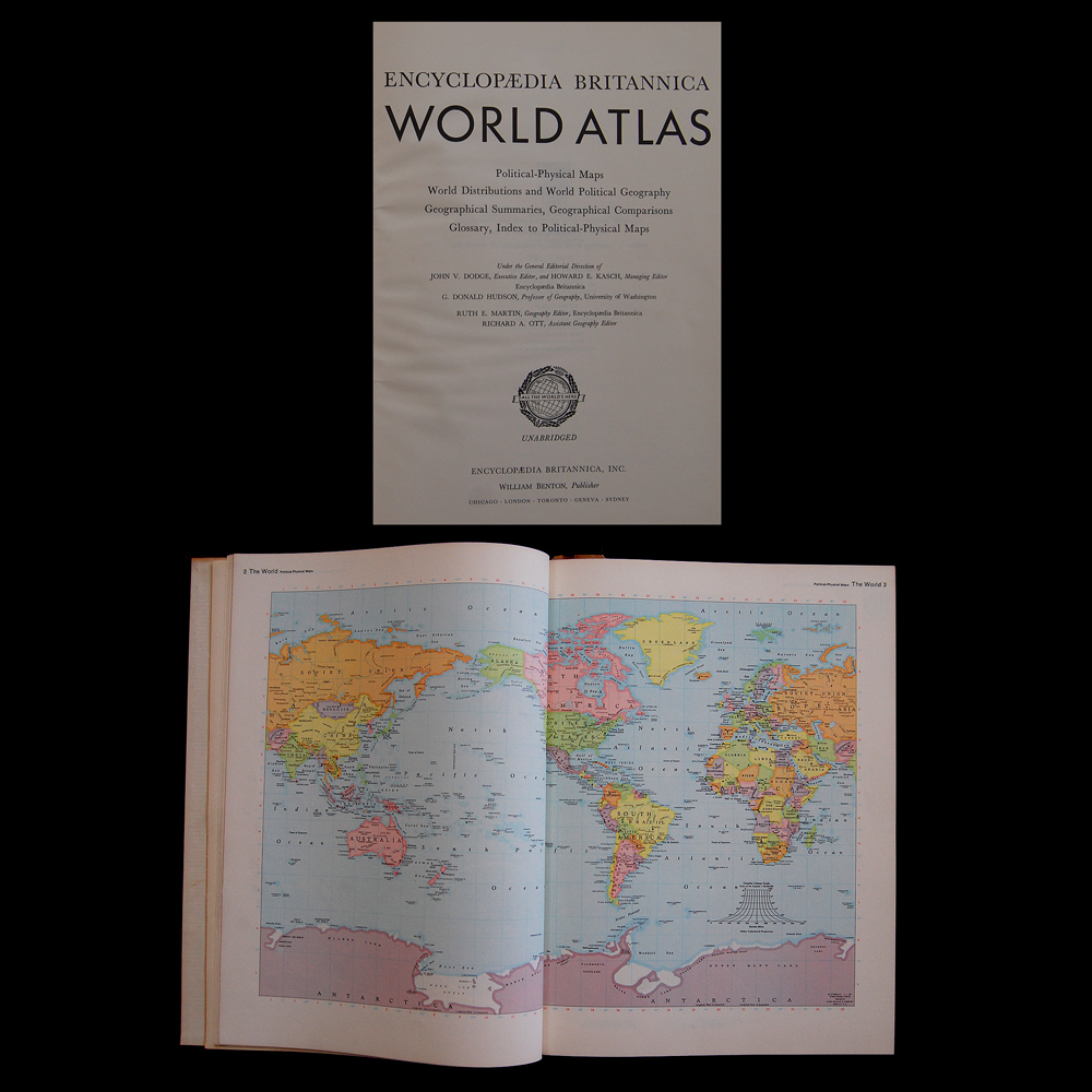 Encyclopedia Britannica - WORLD ATLAS. 1964. Capa Dura.