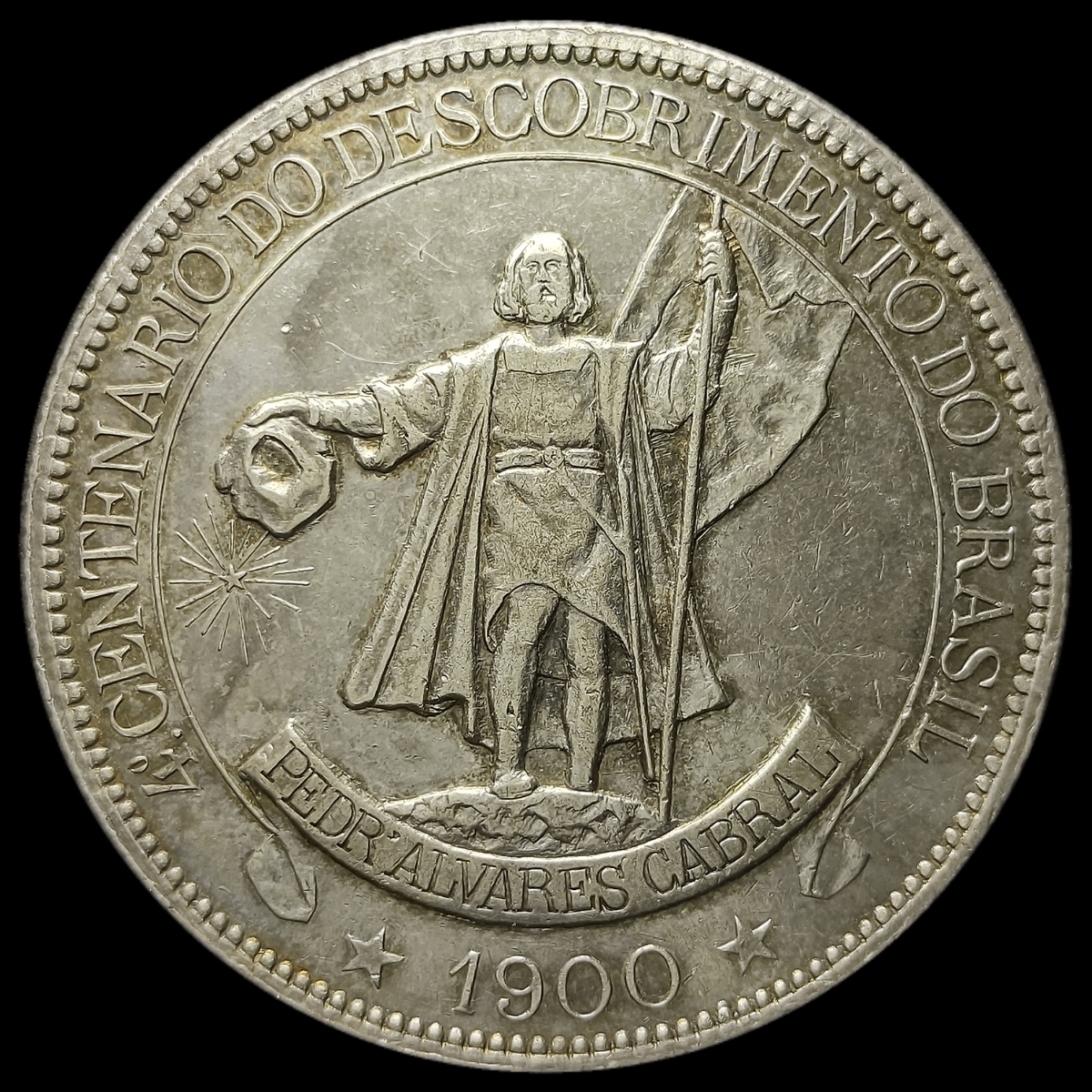 Moeda Do Brasil 4000 R is 1900 20 RAIOS Prata