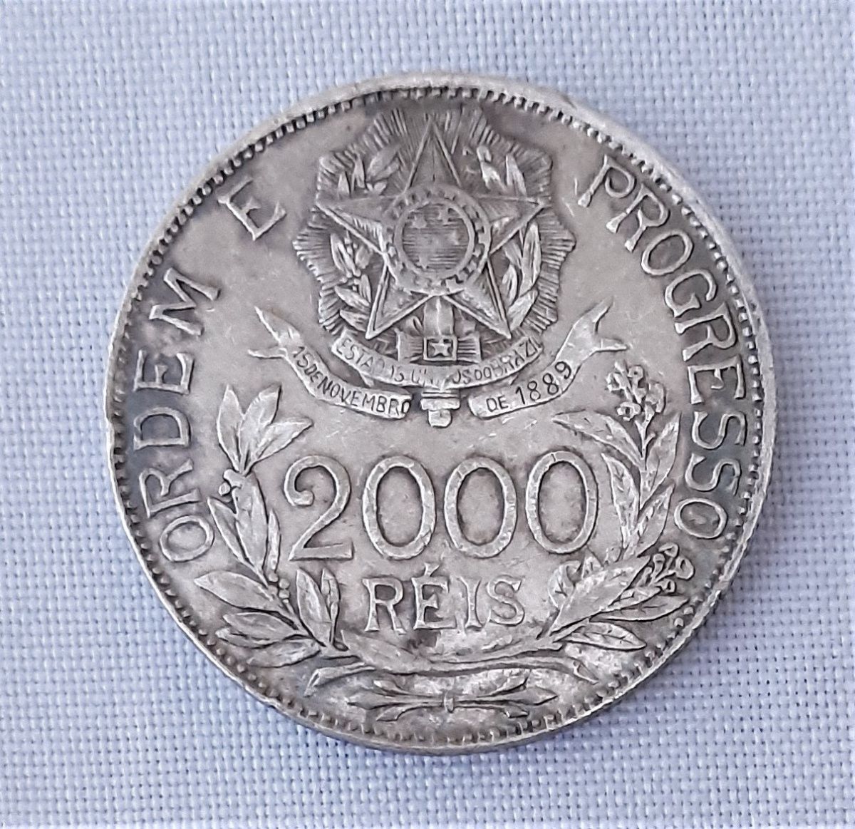 Moeda prata Brasil, 2000 Reis, Ano 1912 Moeda prata Brasil, 2000 Reis, Ano 1912