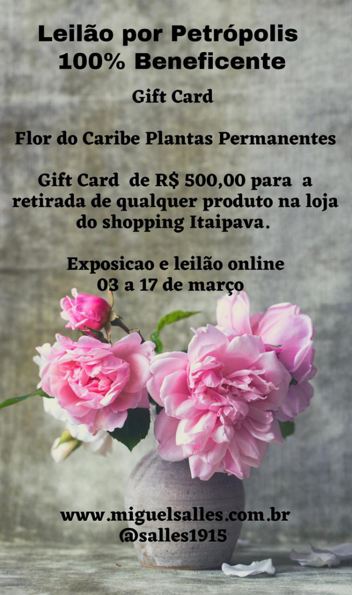 Flor do Caribe Palntas Permanentes. Gift card de R$ 500