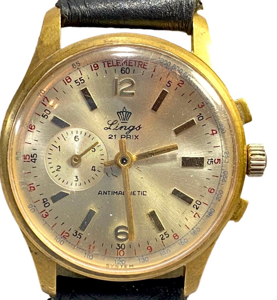 LINGS (21 Prix) Antigo e raro relógio de pulso suíço,