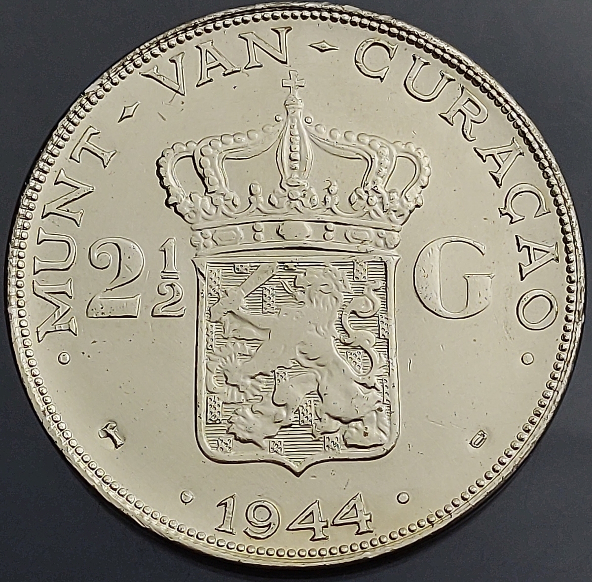 Moeda De Curaçao - 2 E 1/2 Gulden - Wilhelmina - 1944