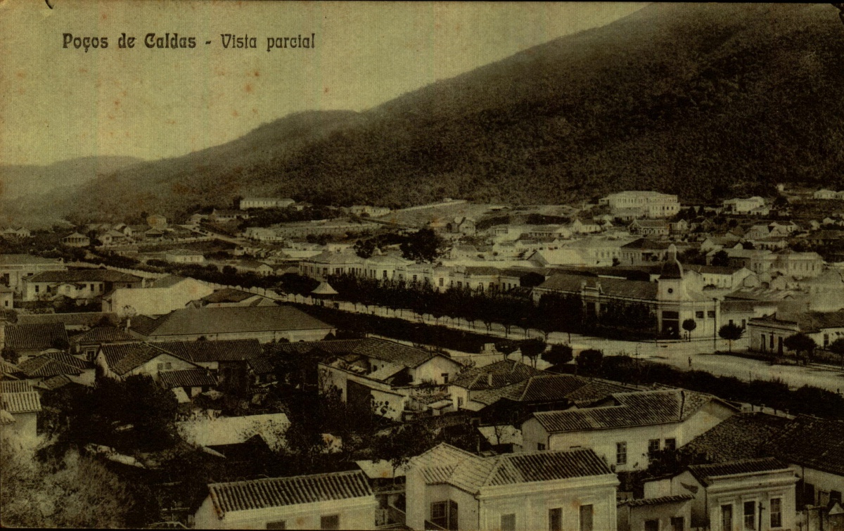 Cartão Postal Poços de Caldas, MG. Fonte Luminosa, 1942