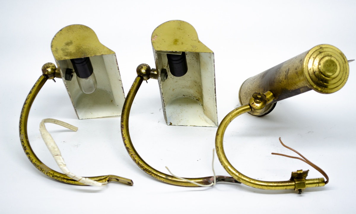 03 Luminárias / arandelas para quadro antigas em metal