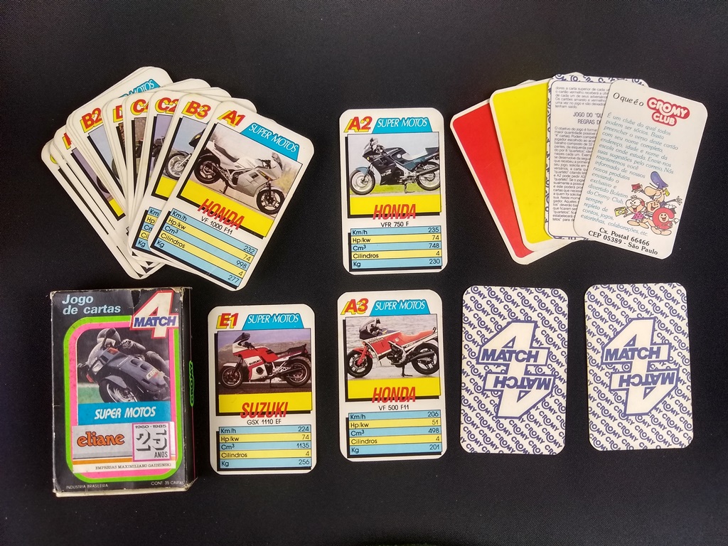 Jogo de Cartas Colecionáveis 4 Match Super Motos Cromy Club Anos