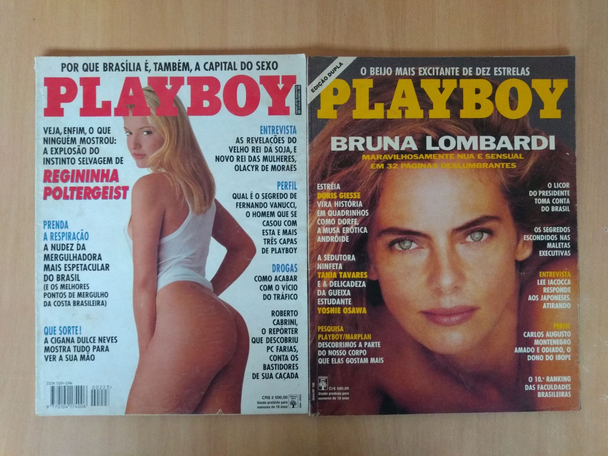 2 revistas Playboy ambas com pôster, sendo capa Bruna Lombardi ap