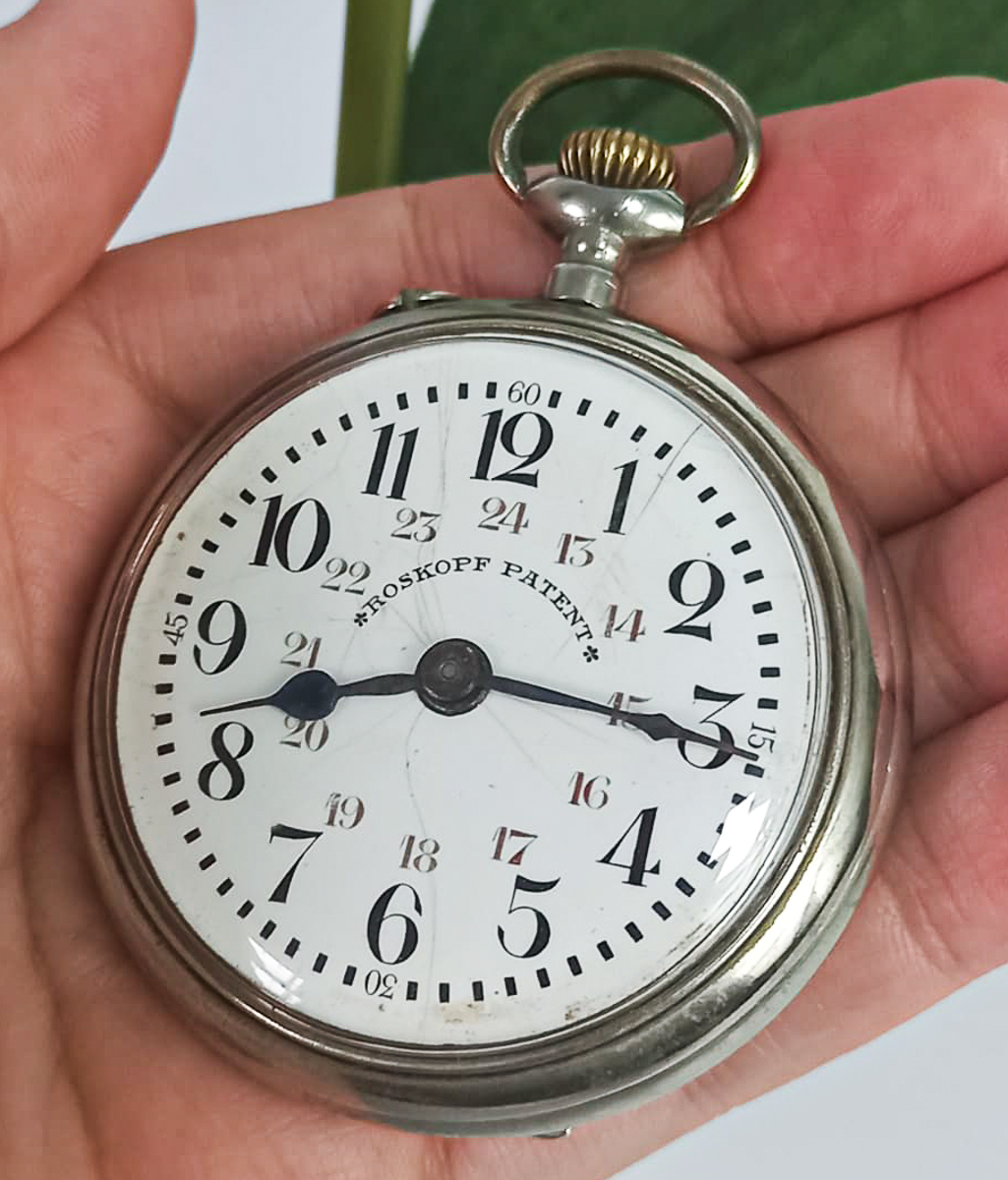 Relógio de bolso Roskopf Patent, antigo, não está funci