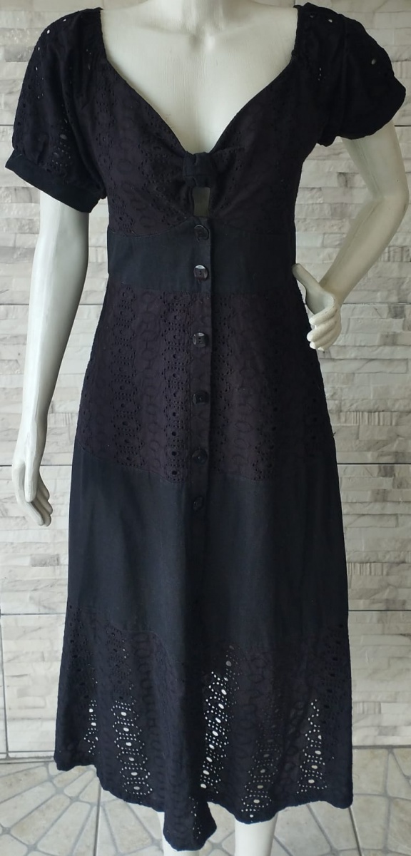 La chocolê Vestido em algodão manga curta fechame