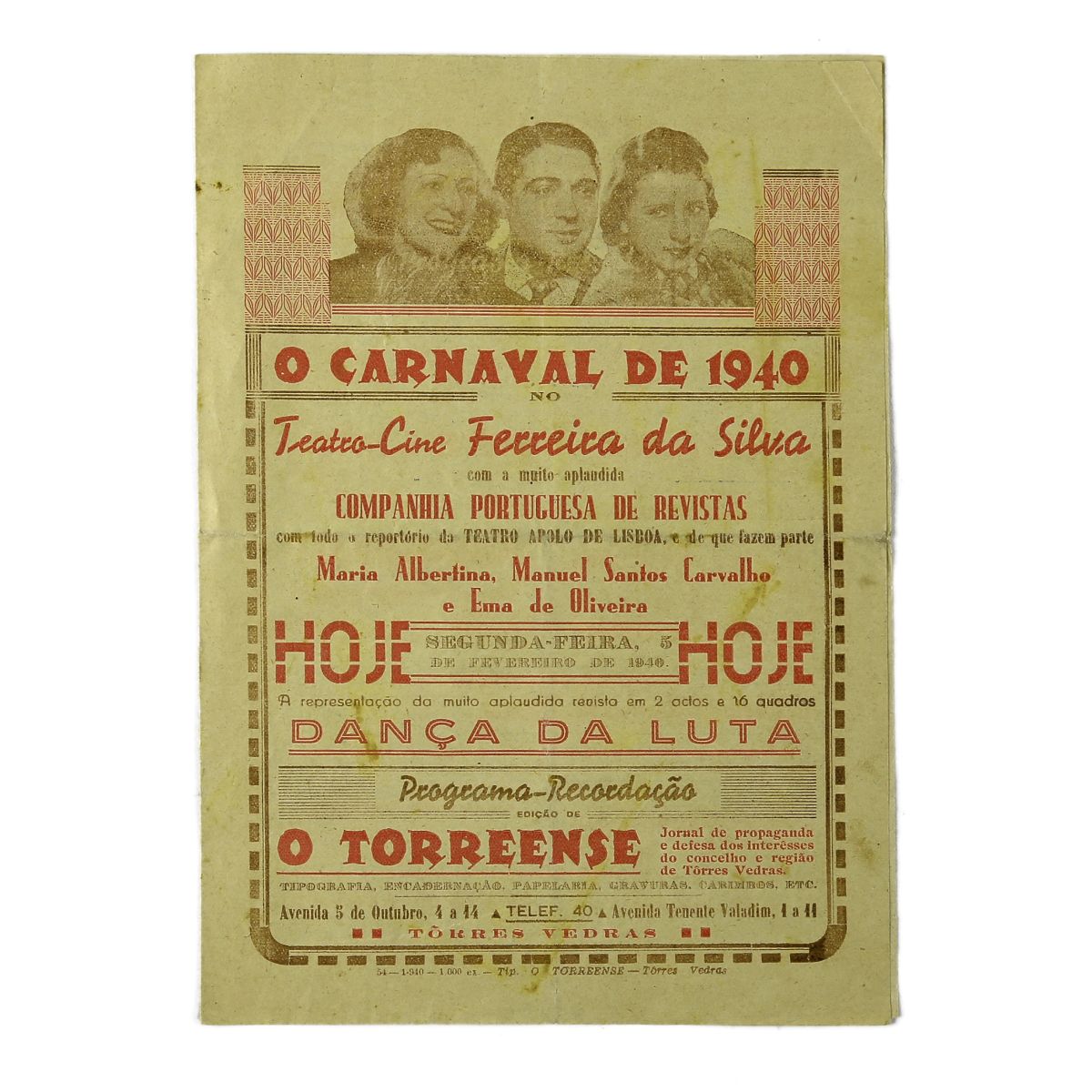 Panfleto publicitário do ano 1940. Com vários anúncios.