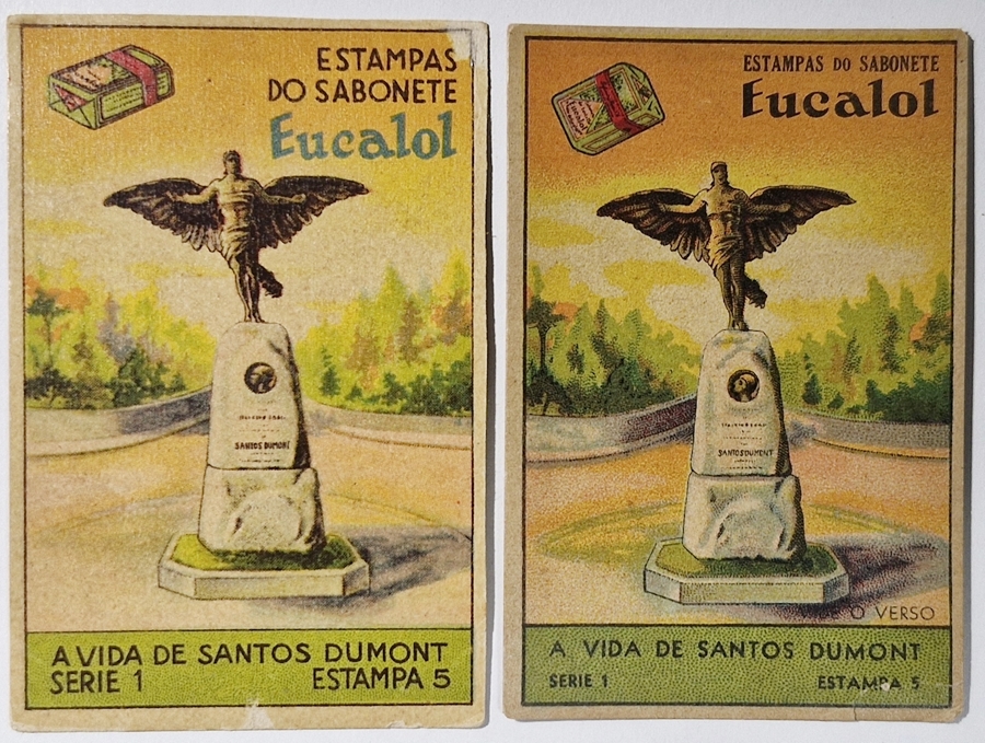 Eucalol/"S. Dumont" - Mesma série c/ emissão diferente (Série 1 Estampa 5 - 1 emissão e 4 emissão).