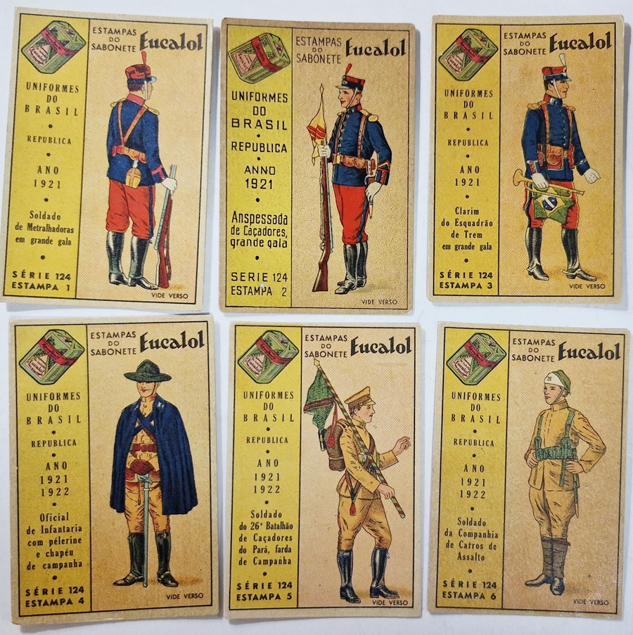 Estampa Eucalol/"Uniformes do Brasil" - Série completa 124 c/ Emissões diferentes.