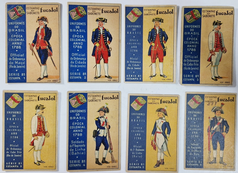 Estampa Eucalol/"Uniformes do Brasil" - Série completa 81 c/ Emissões diferentes.