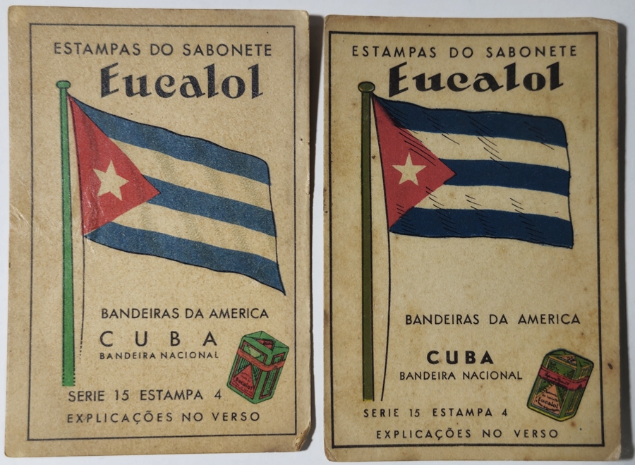 "Estampas Eucalol"/ "Bandeiras da América-Cuba" - Lote com 2 estampas número 4 série 15 da quarta e quinta emissão.