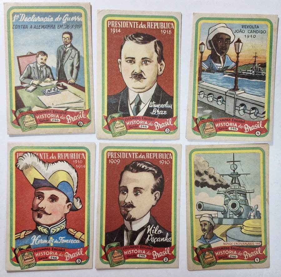 Estampas Eucalol/"História do Brasil" - Série completa Número 246 com Estampas de 1 à 6.
