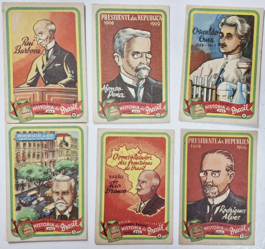 Estampas Eucalol/"História do Brasil" - Série completa Número 245 com Estampas de 1 à 6.