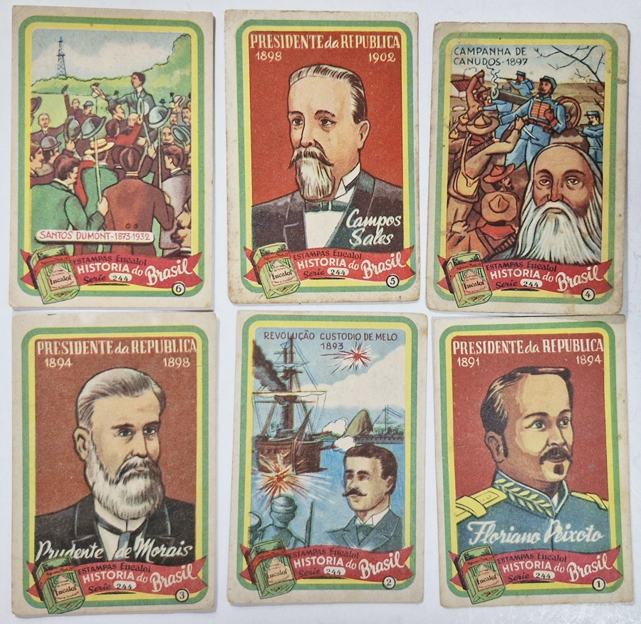 Estampas Eucalol/"História do Brasil" - Série completa Número 244 com Estampas de 1 à 6.