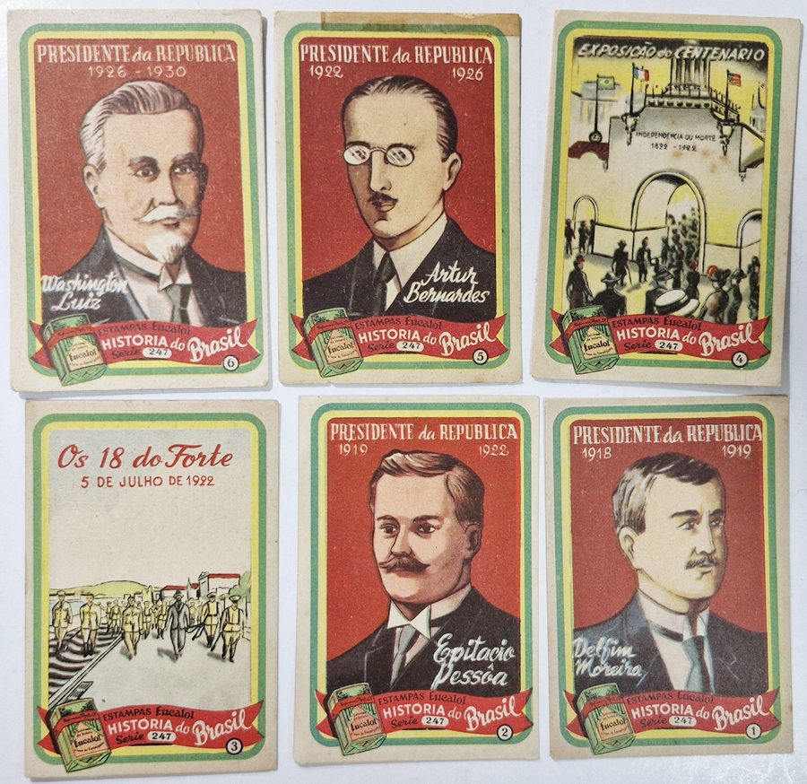 Estampas Eucalol/"História do Brasil" - Série completa Número 247 com Estampas de 1 à 6.