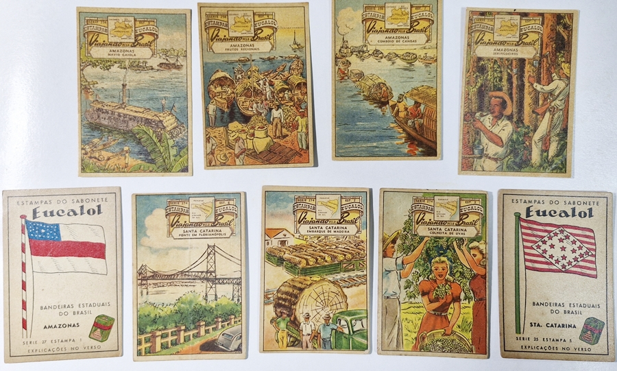 Eucalol - 9 distintas estampas com ilustrações que se assemelham.